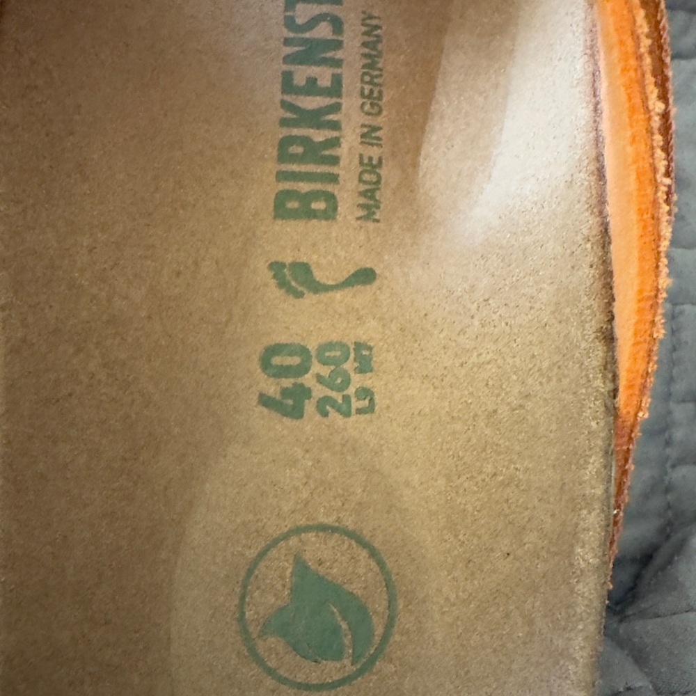Birkenstock Bright Orange Sandals with Gold Big Buckles - Picture 4 of 5